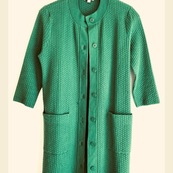 COS Size S Long Cardigan Green 3/4 Sleeves, Cotton Blend Machine Wash Excellent - Picture 10 of 10